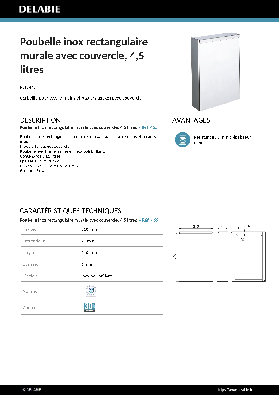 Fiche technique fournisseur