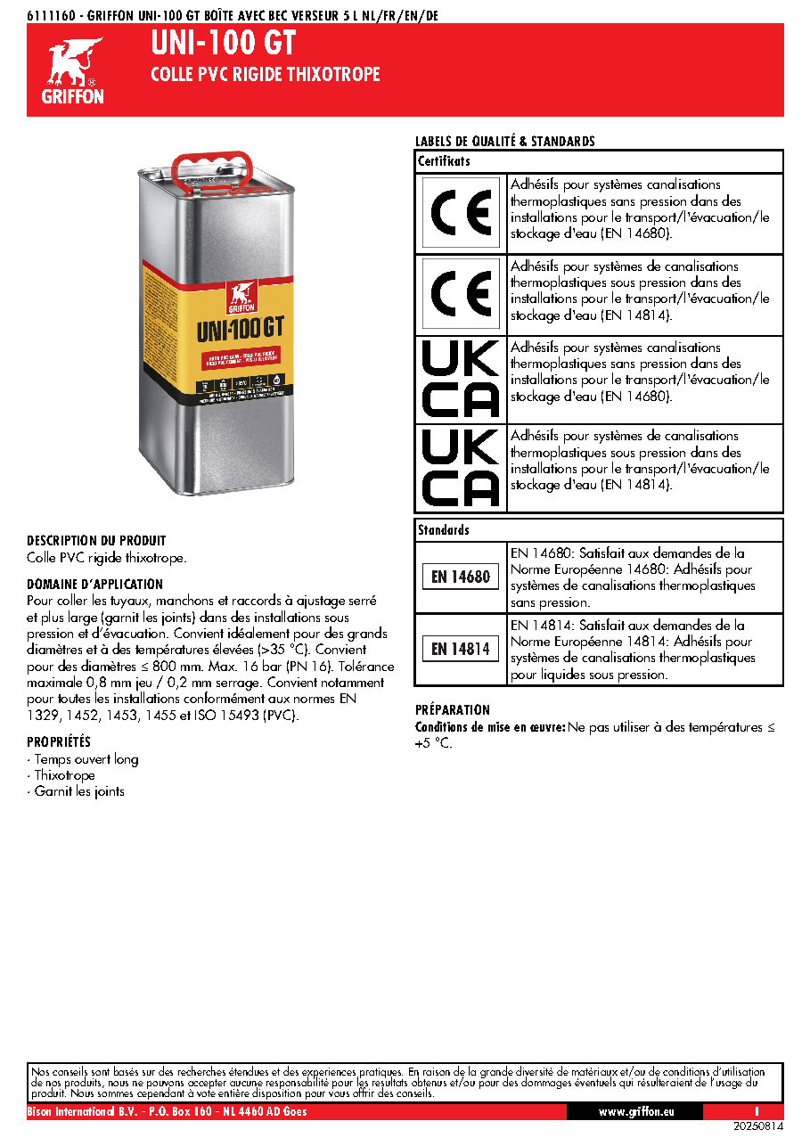 Fiche technique fournisseur
