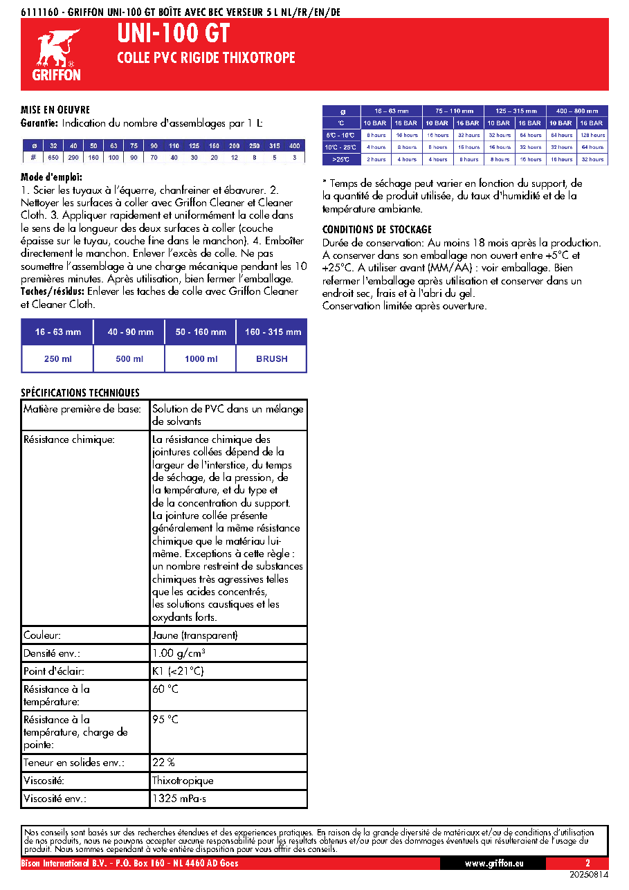 Fiche technique fournisseur