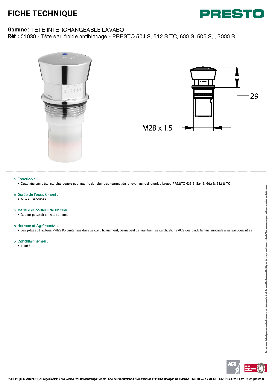 Fiche technique fournisseur