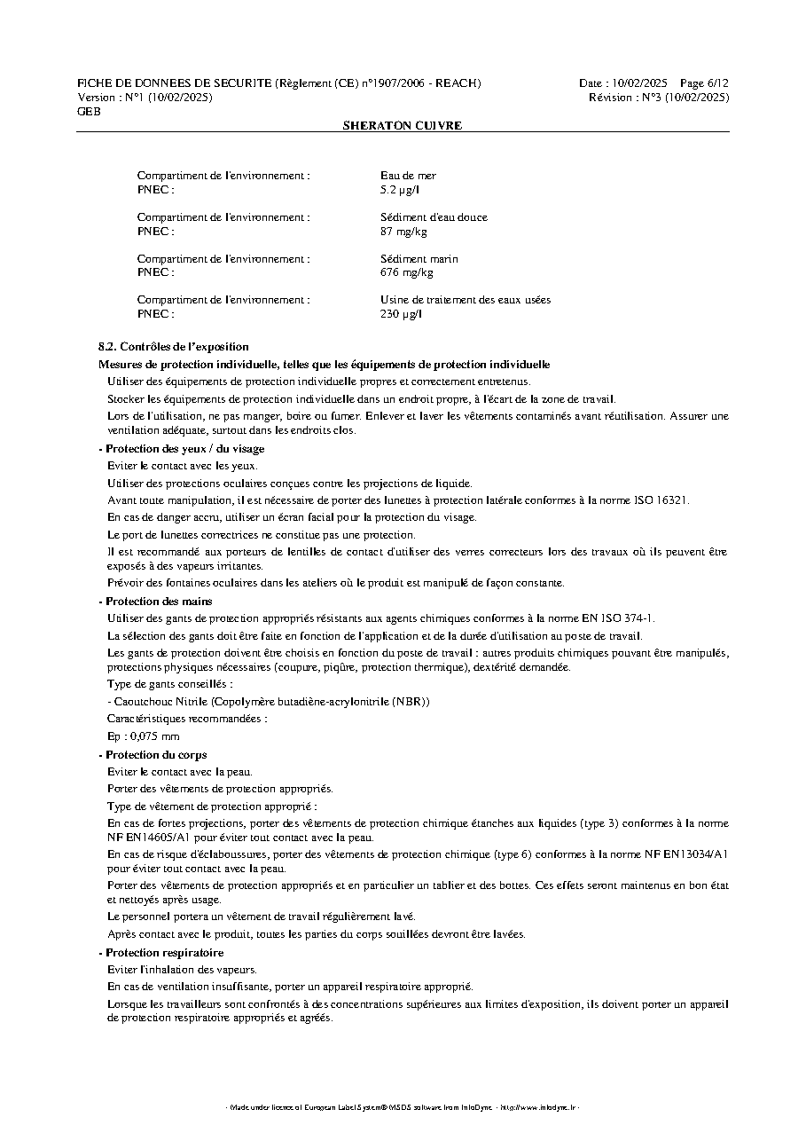 Fiche technique fournisseur