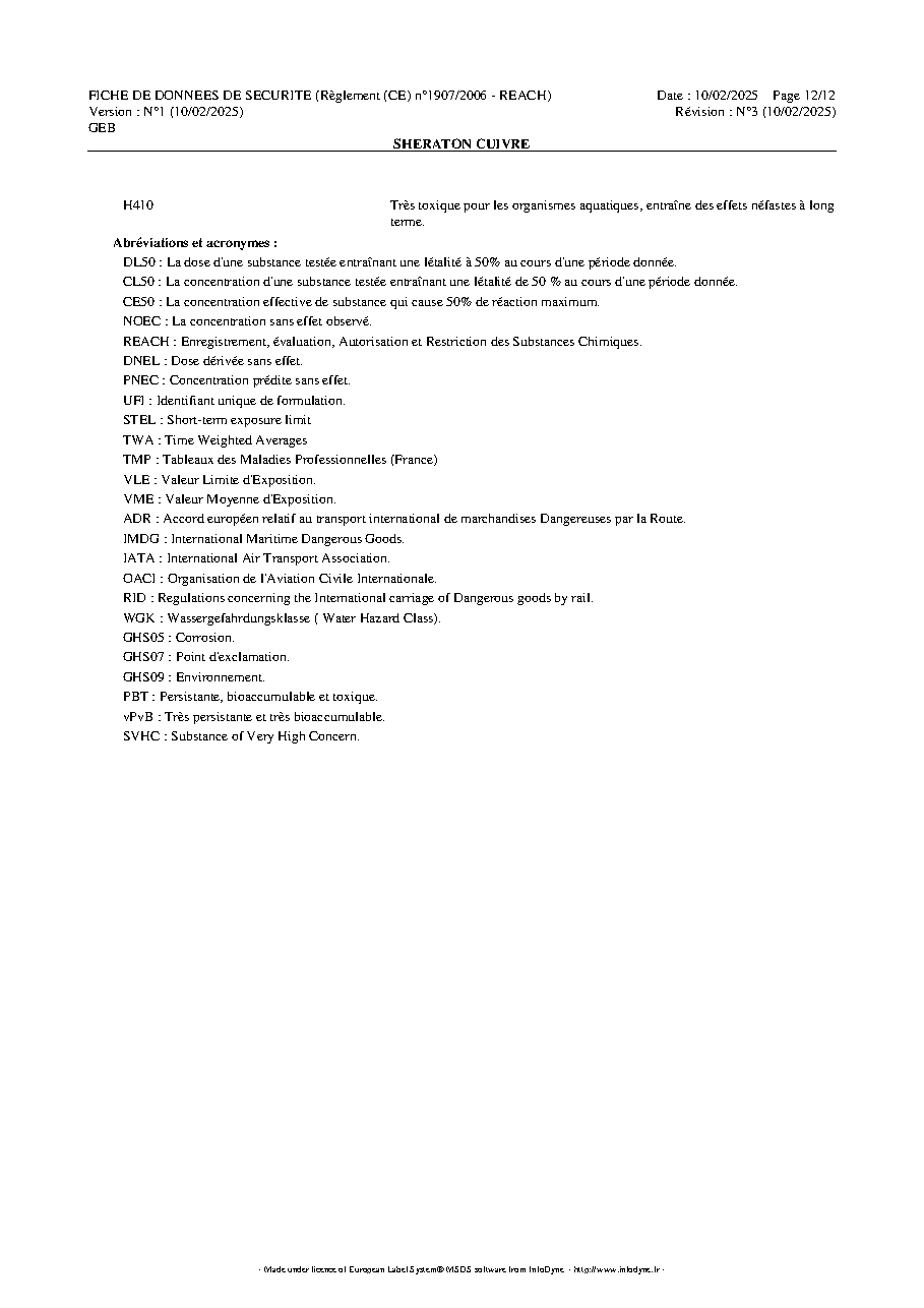 Fiche technique fournisseur