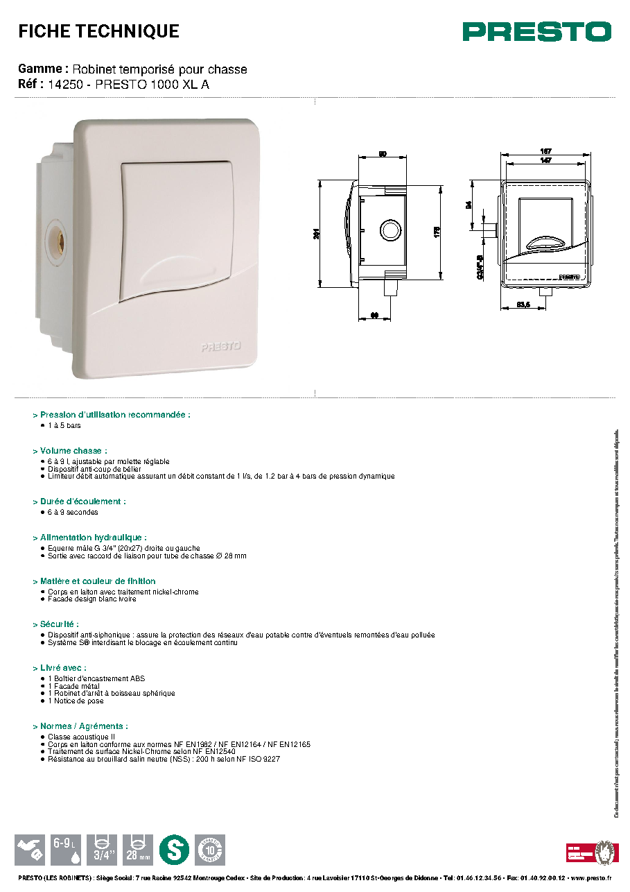 Fiche technique fournisseur