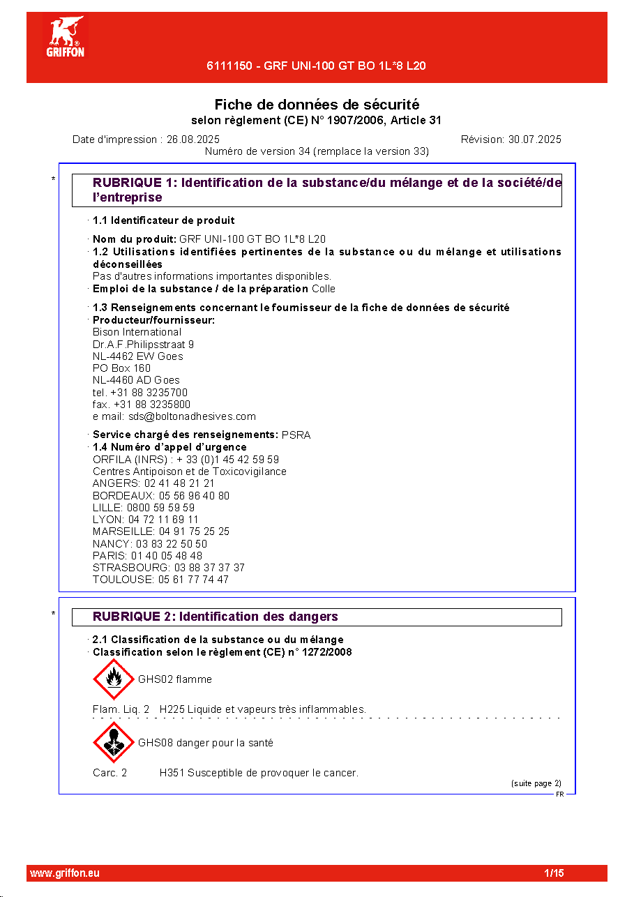 Fiche technique fournisseur