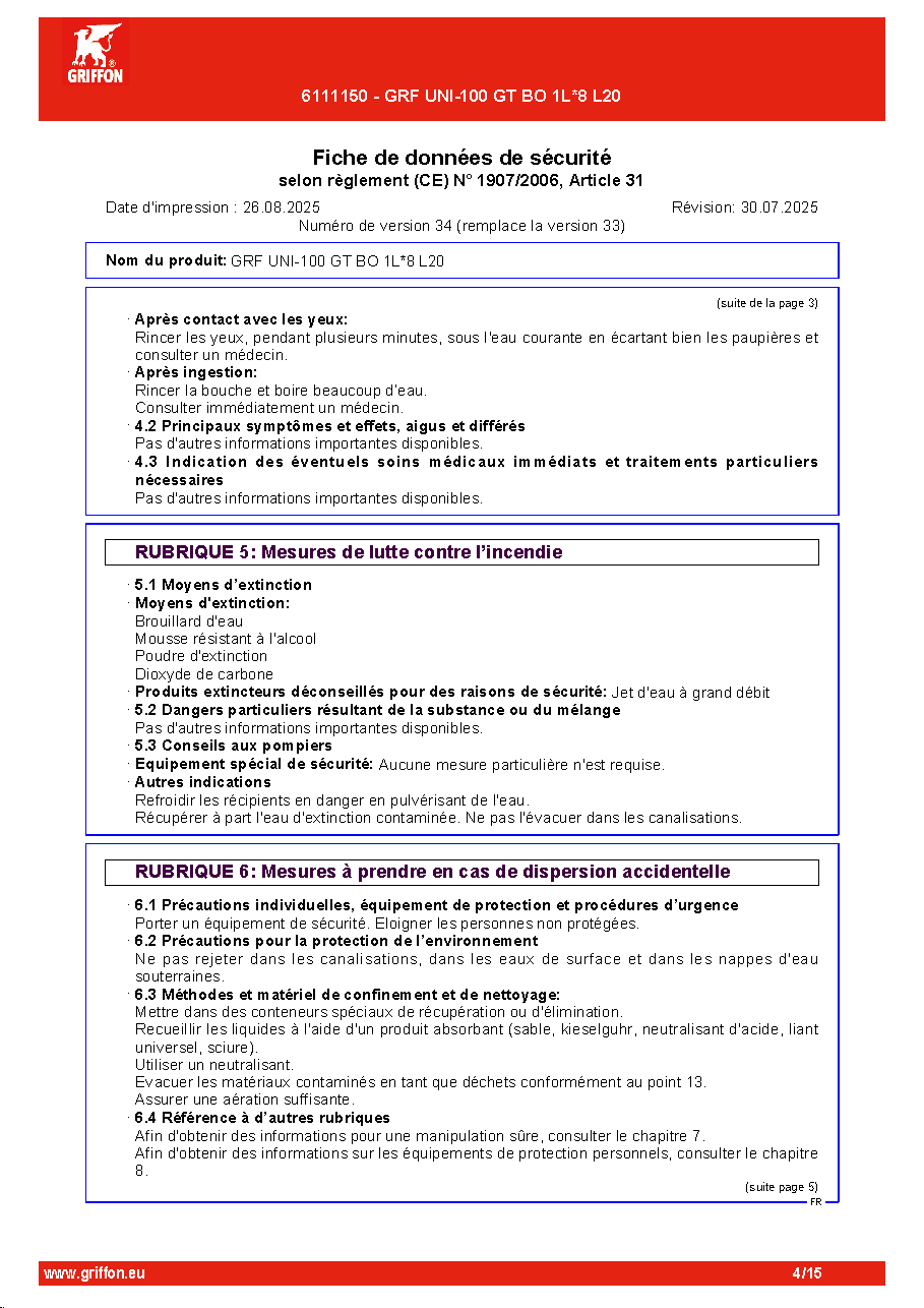Fiche technique fournisseur