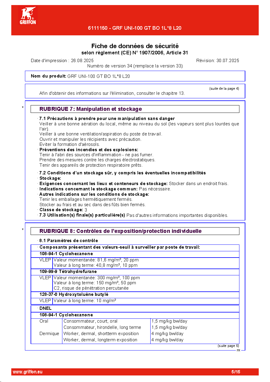 Fiche technique fournisseur