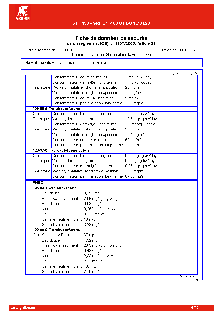 Fiche technique fournisseur
