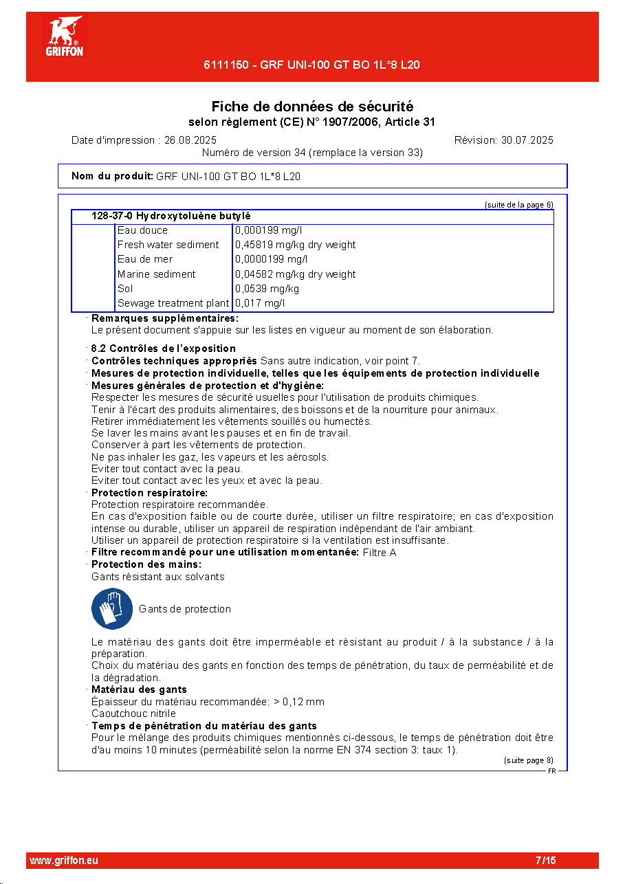 Fiche technique fournisseur