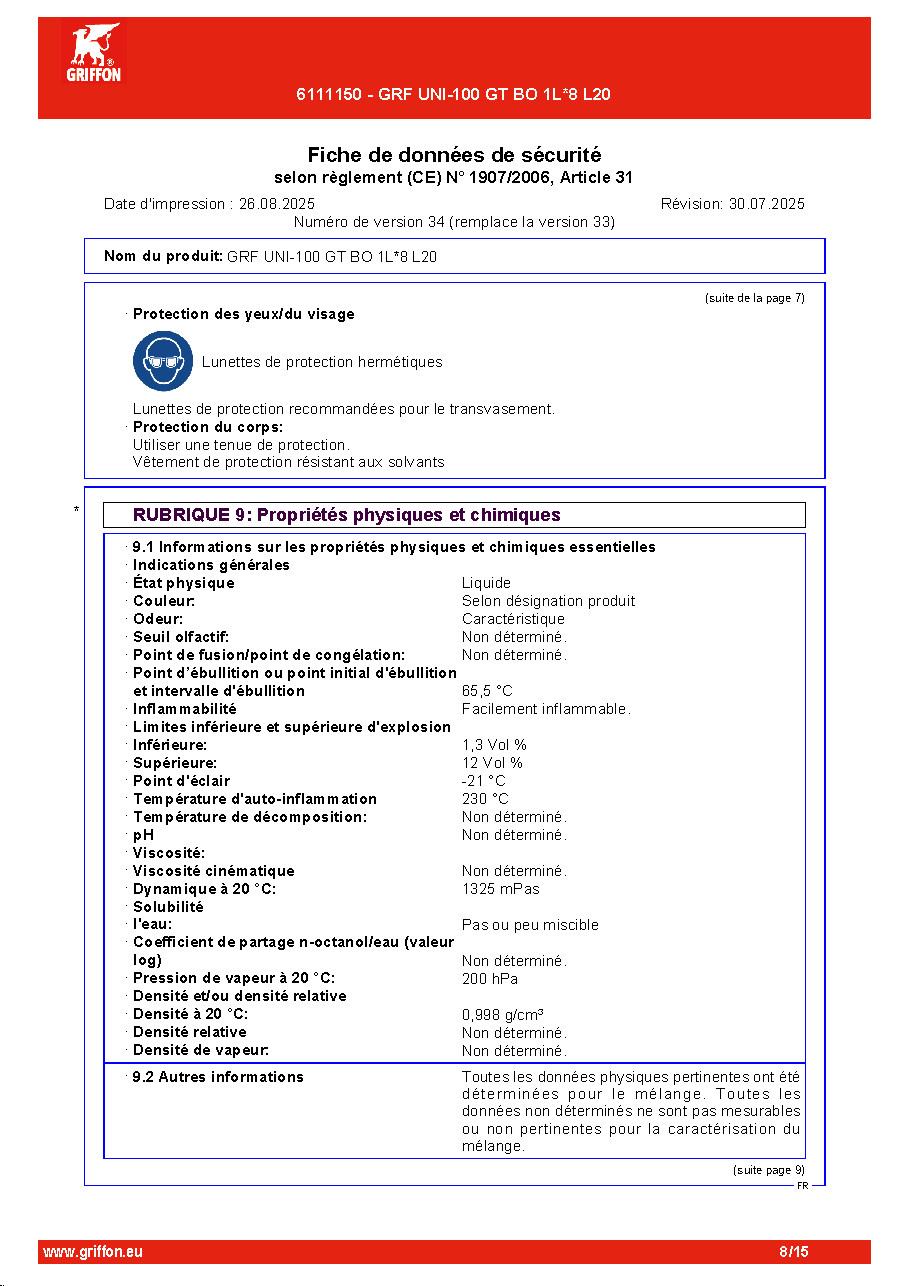Fiche technique fournisseur
