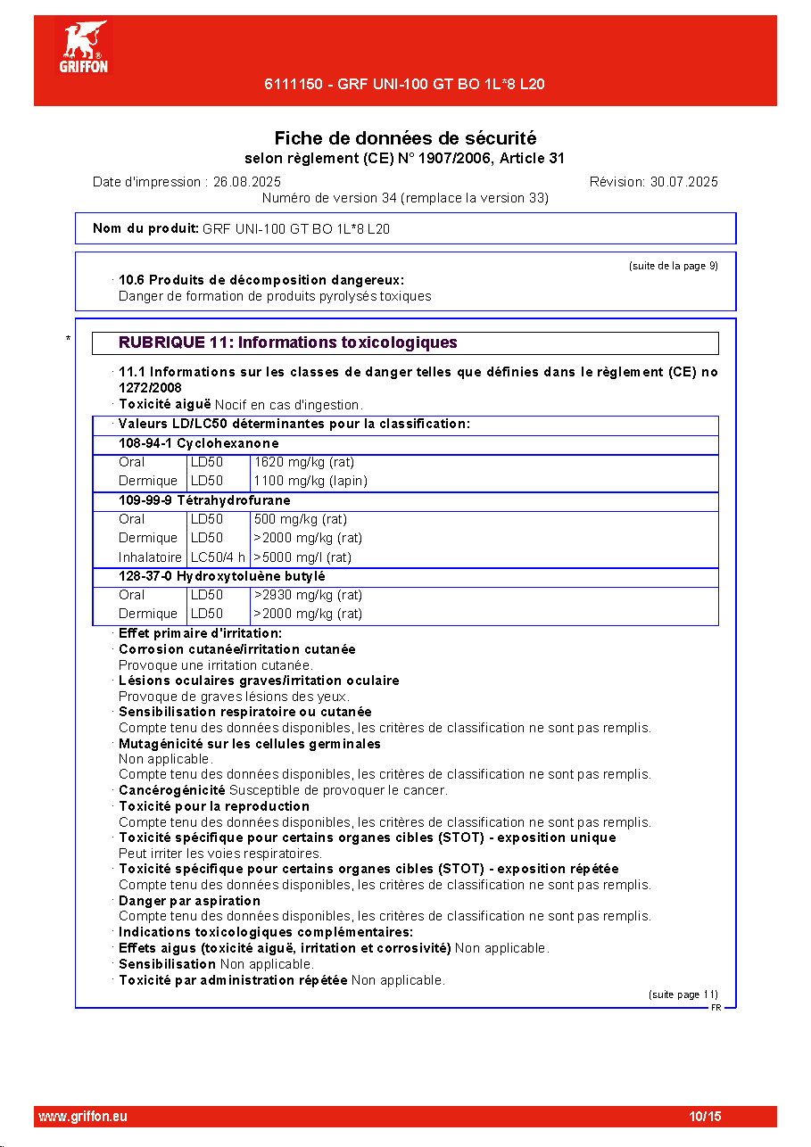 Fiche technique fournisseur