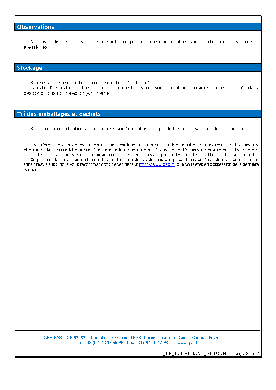 Fiche technique fournisseur