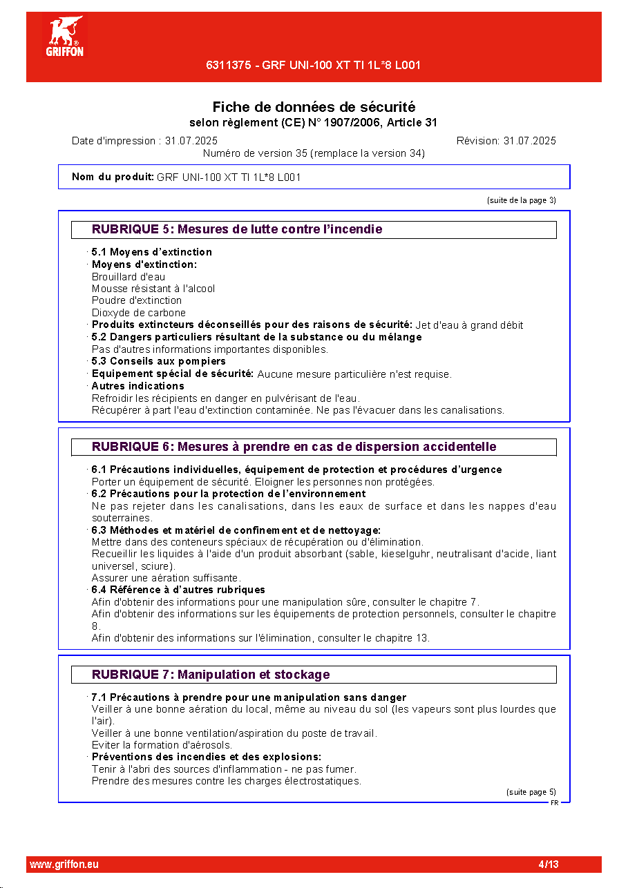 Fiche technique fournisseur