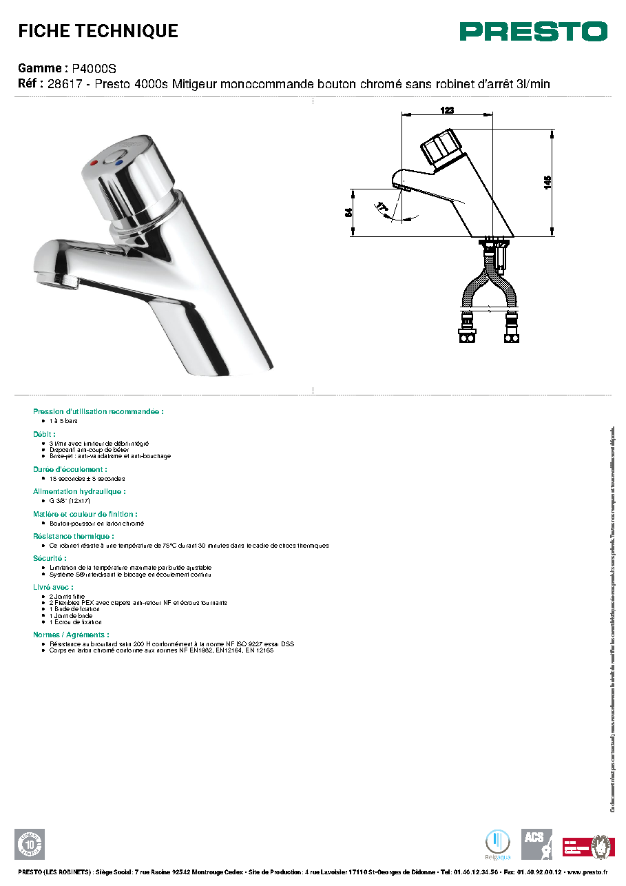 Fiche technique fournisseur