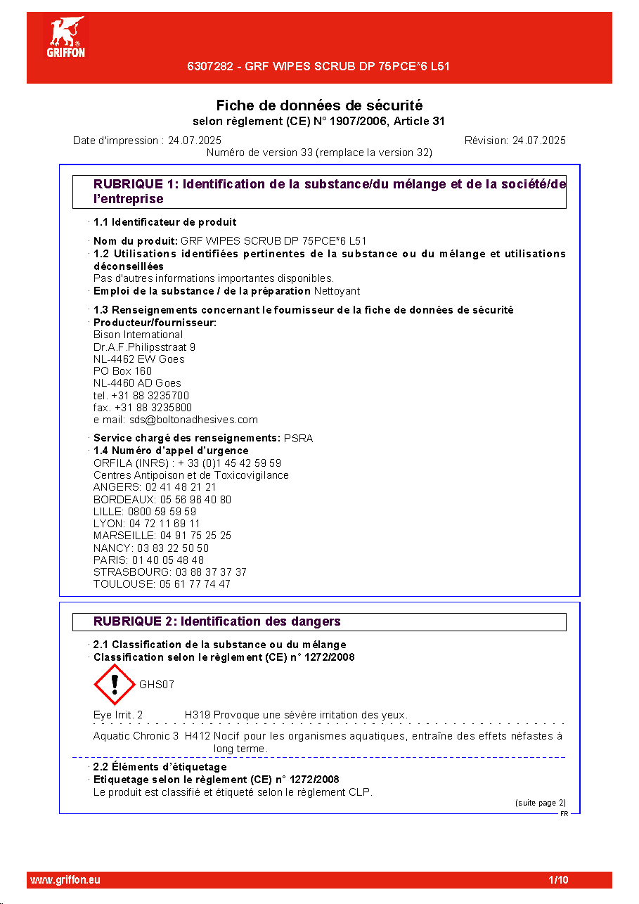 Fiche technique fournisseur