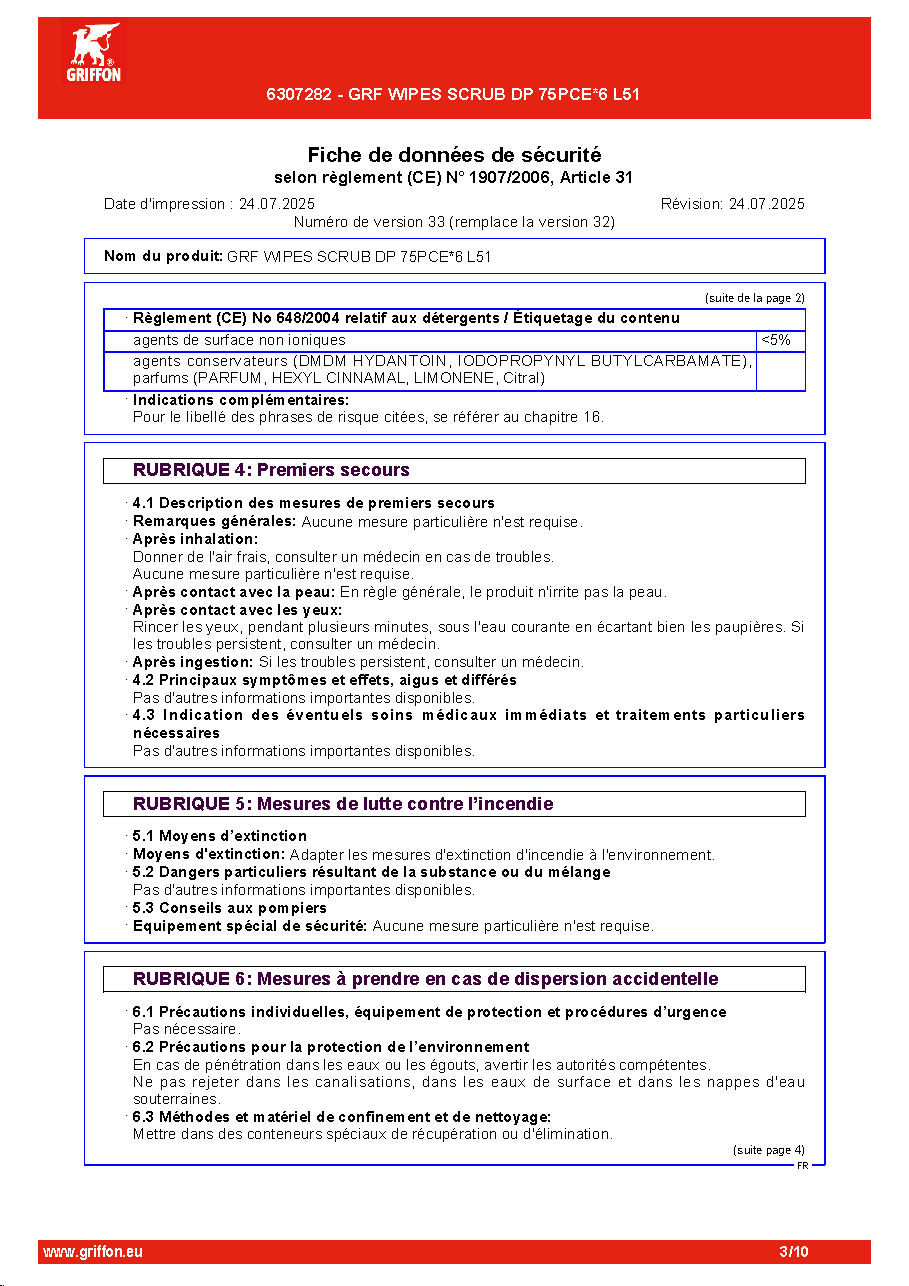 Fiche technique fournisseur