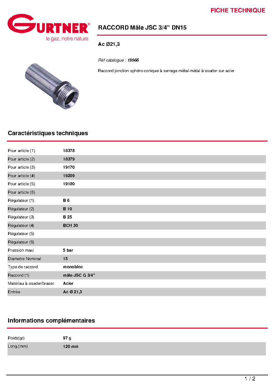 Fiche technique fournisseur