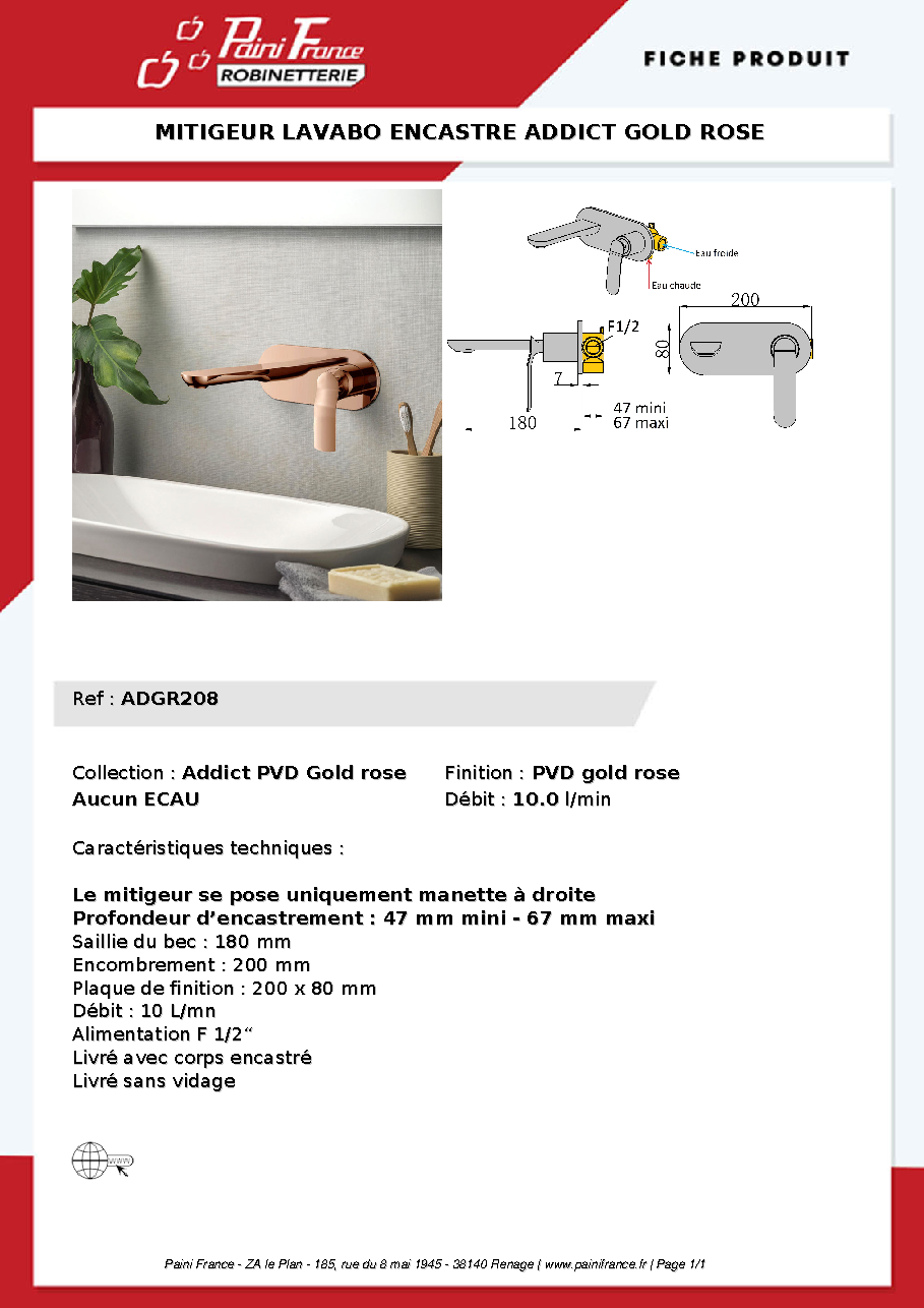 Fiche technique fournisseur