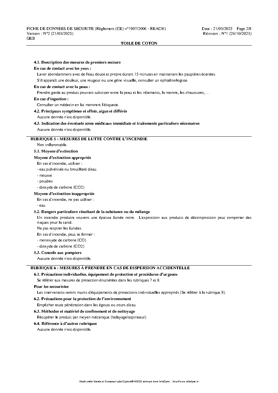 Fiche technique fournisseur