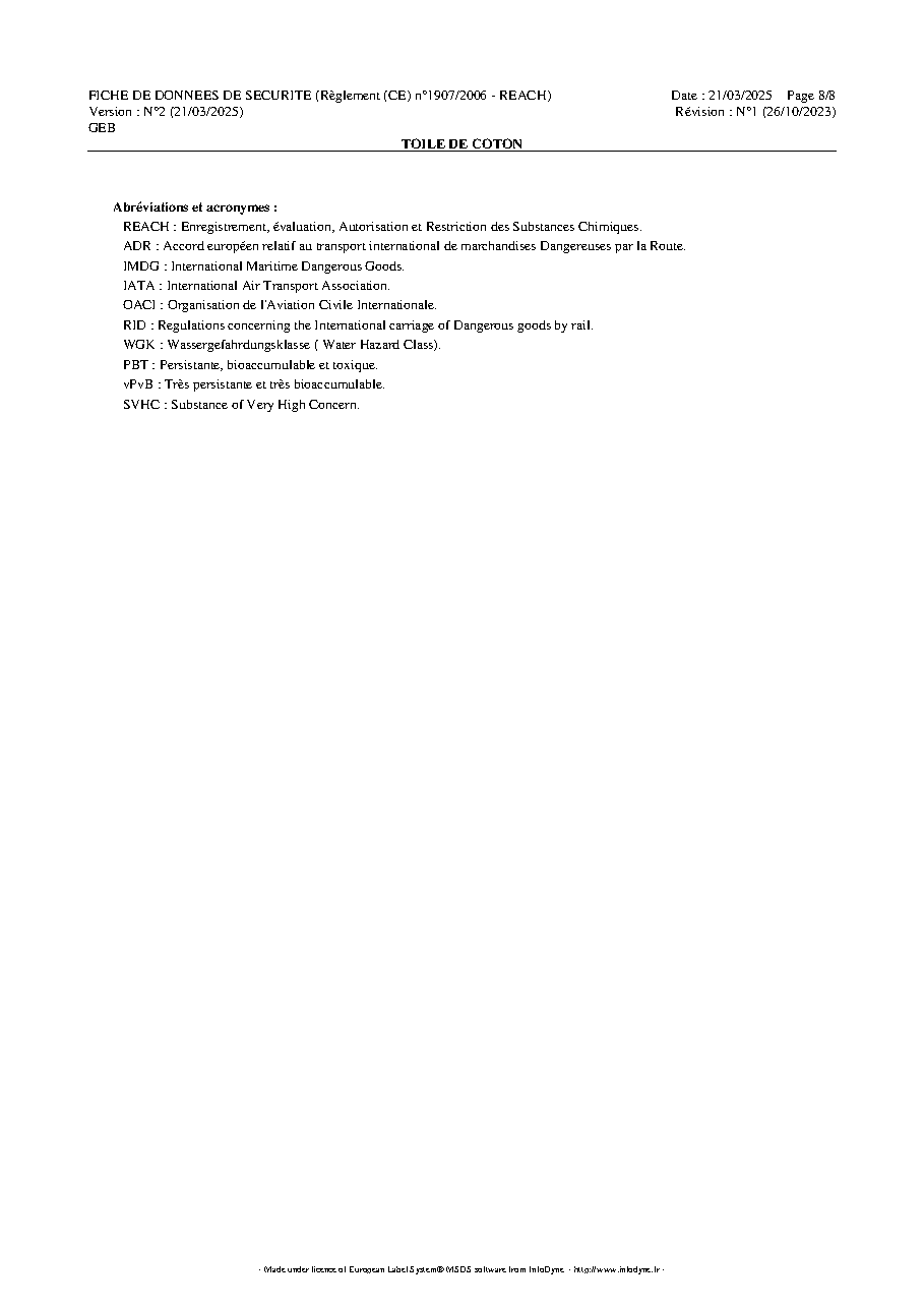 Fiche technique fournisseur