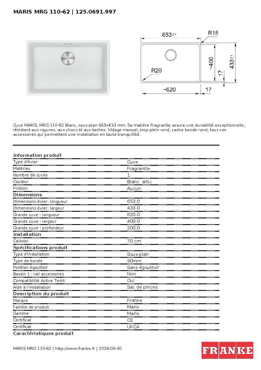 Fiche technique fournisseur