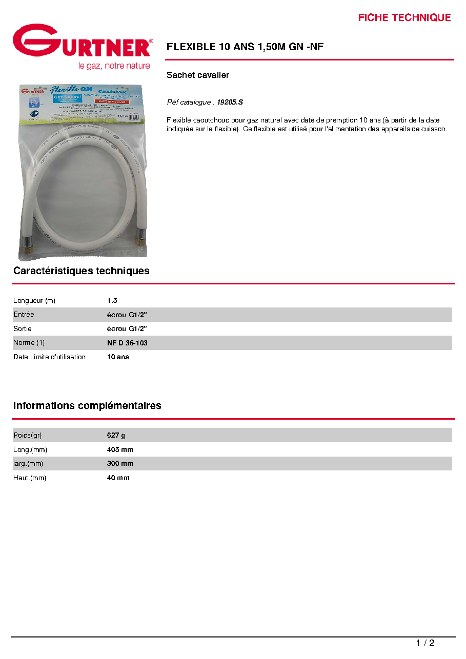 Fiche technique fournisseur