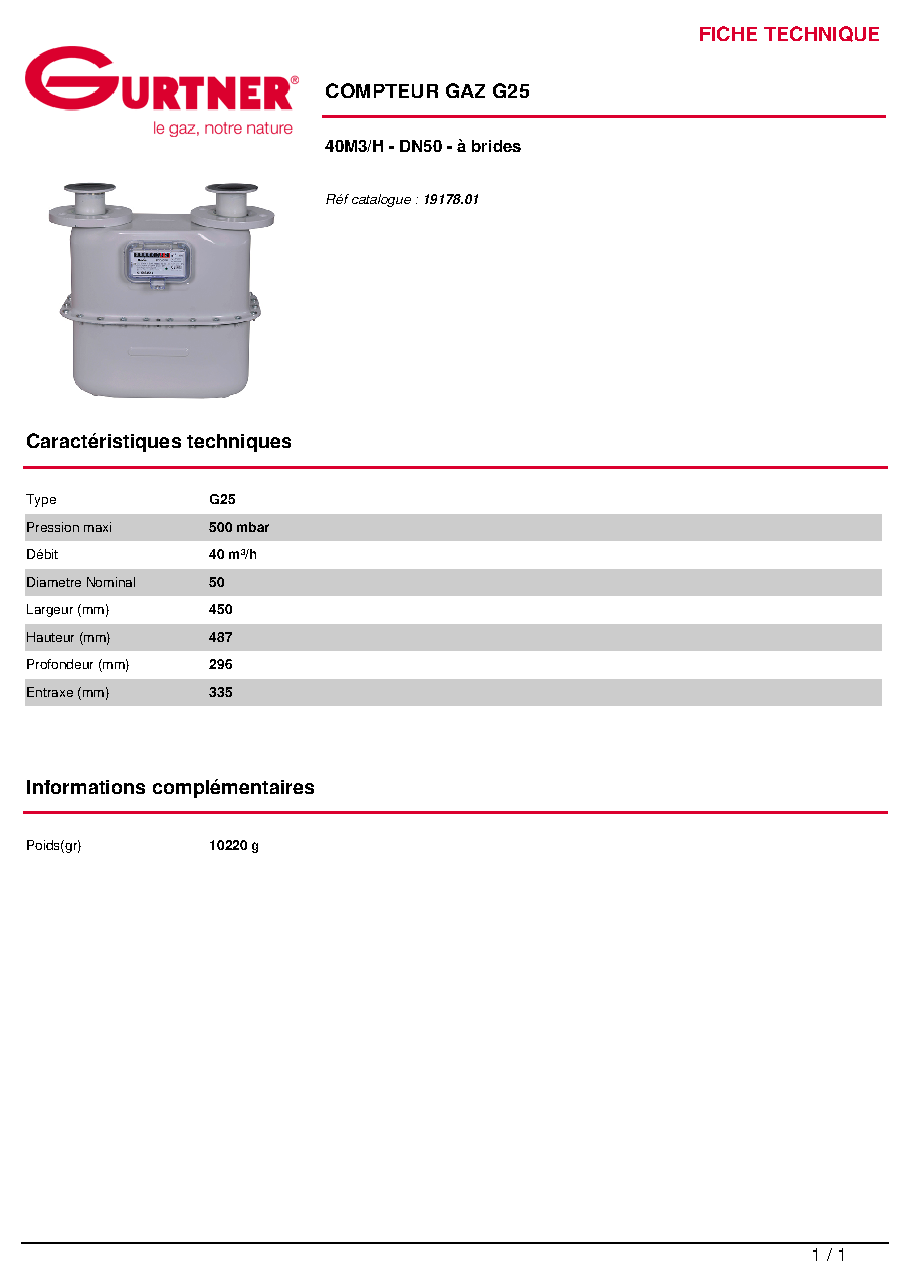Fiche technique fournisseur
