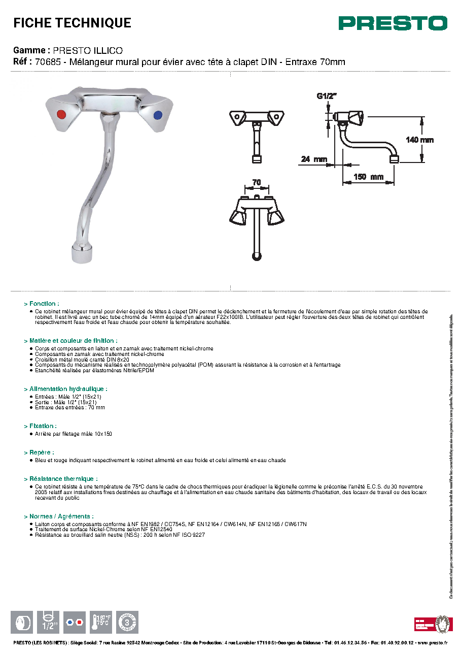 Fiche technique fournisseur