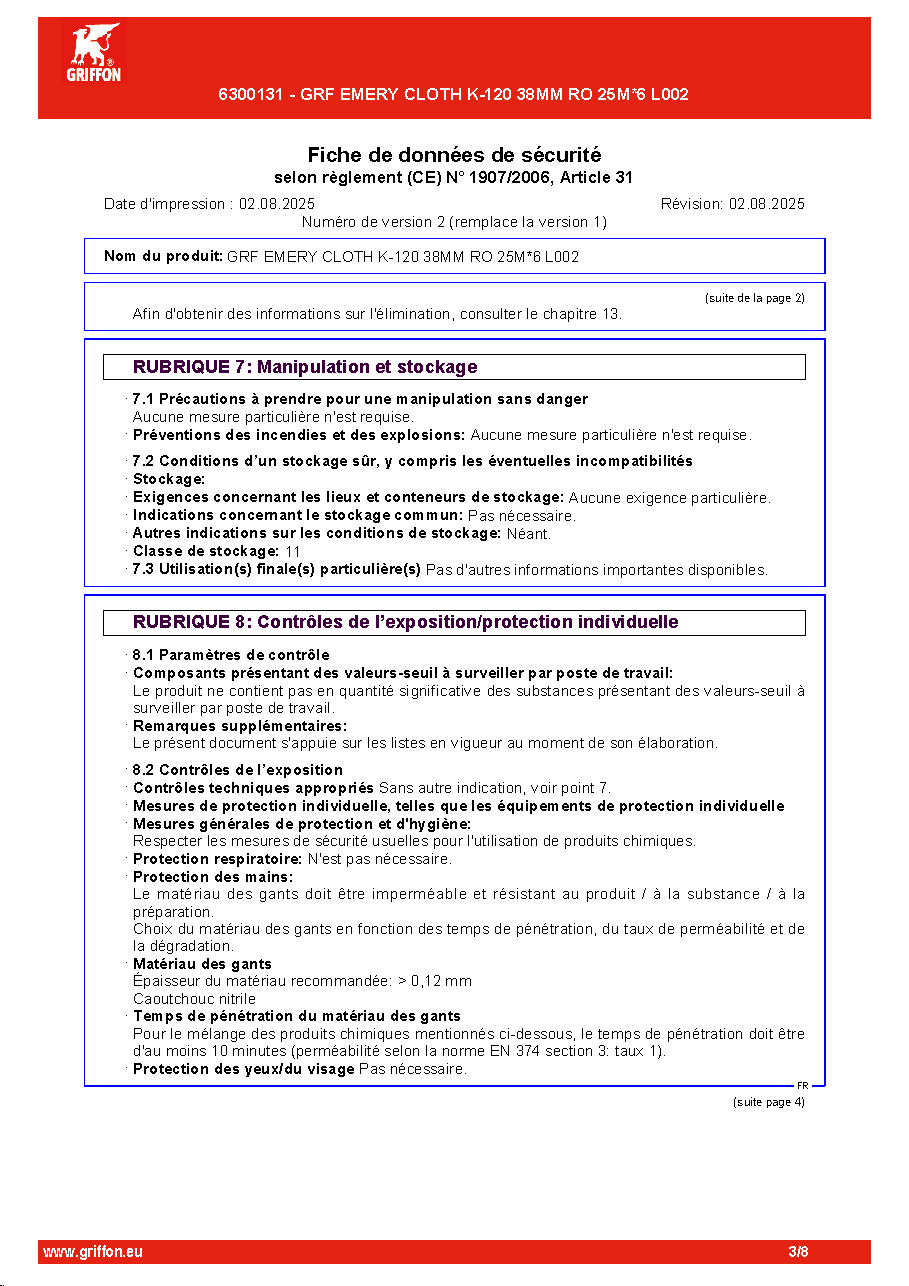Fiche technique fournisseur