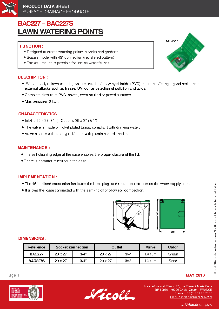 Fiche technique fournisseur