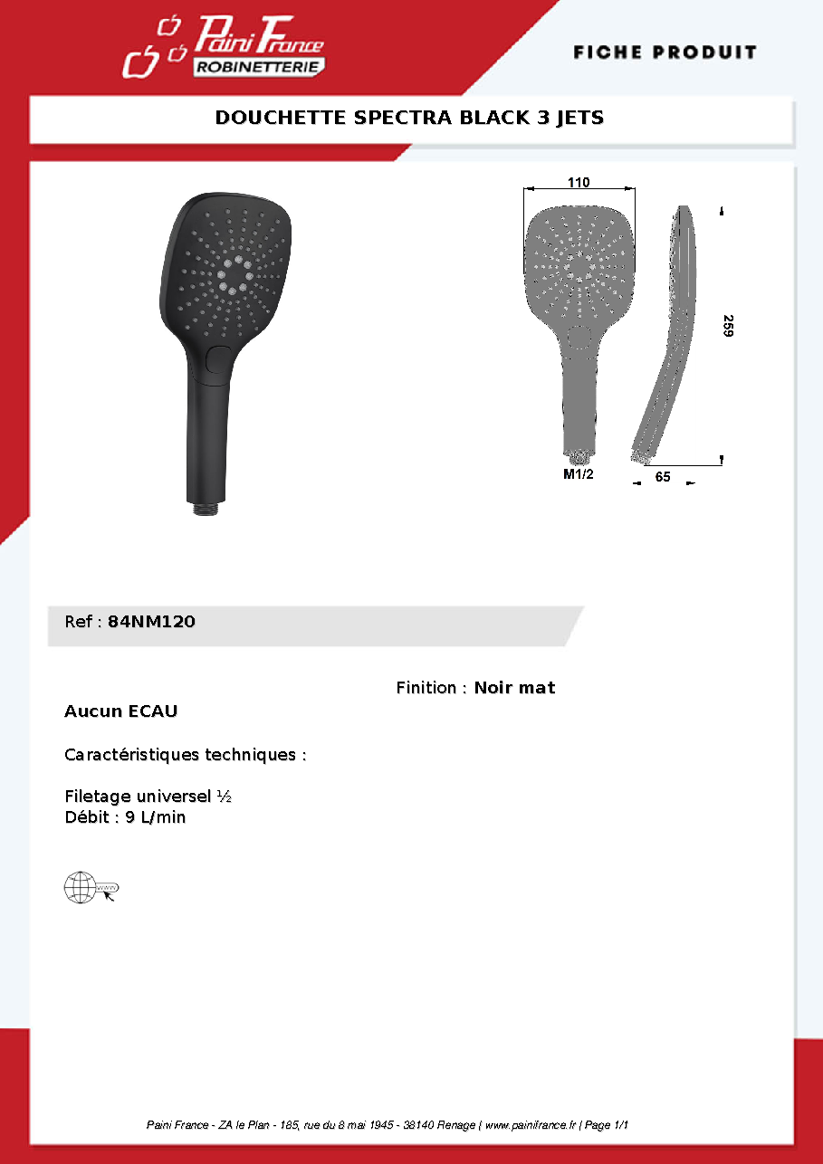 Fiche technique fournisseur