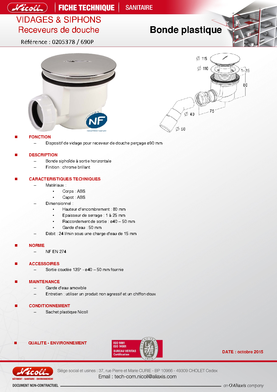 Fiche technique fournisseur