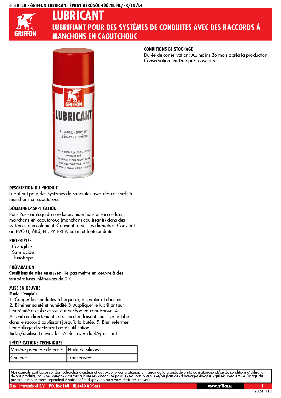 Fiche technique fournisseur