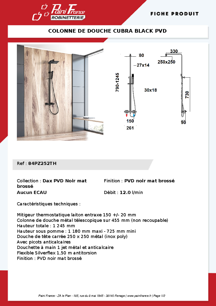 Fiche technique fournisseur