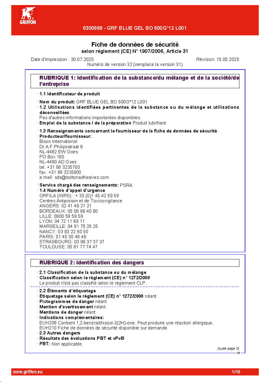 Fiche technique fournisseur