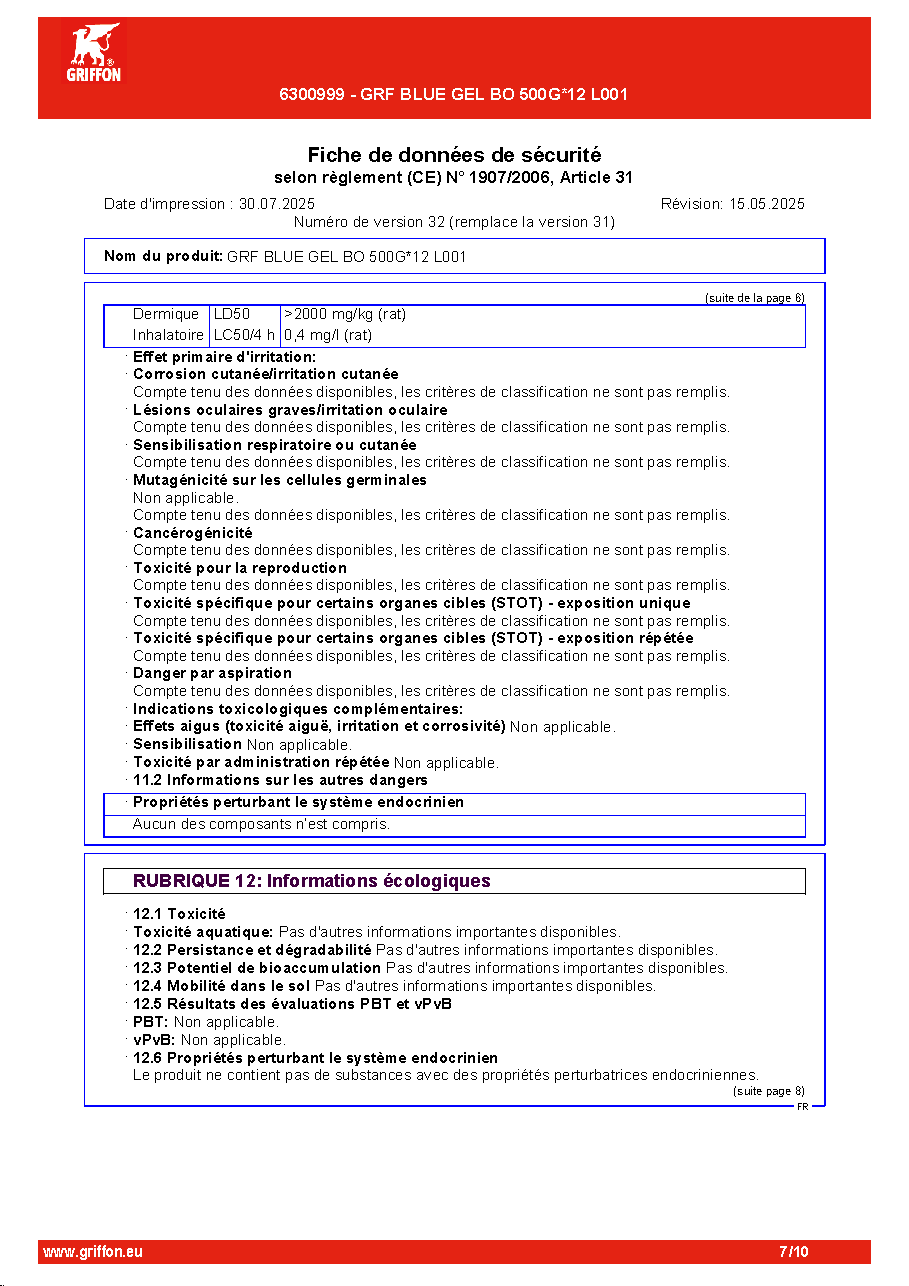 Fiche technique fournisseur