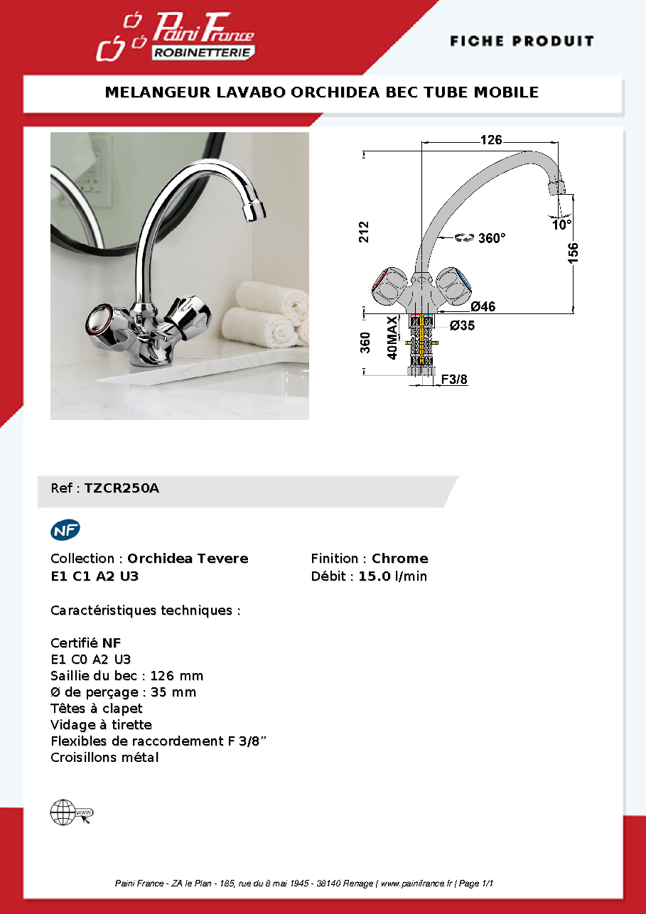 Fiche technique fournisseur