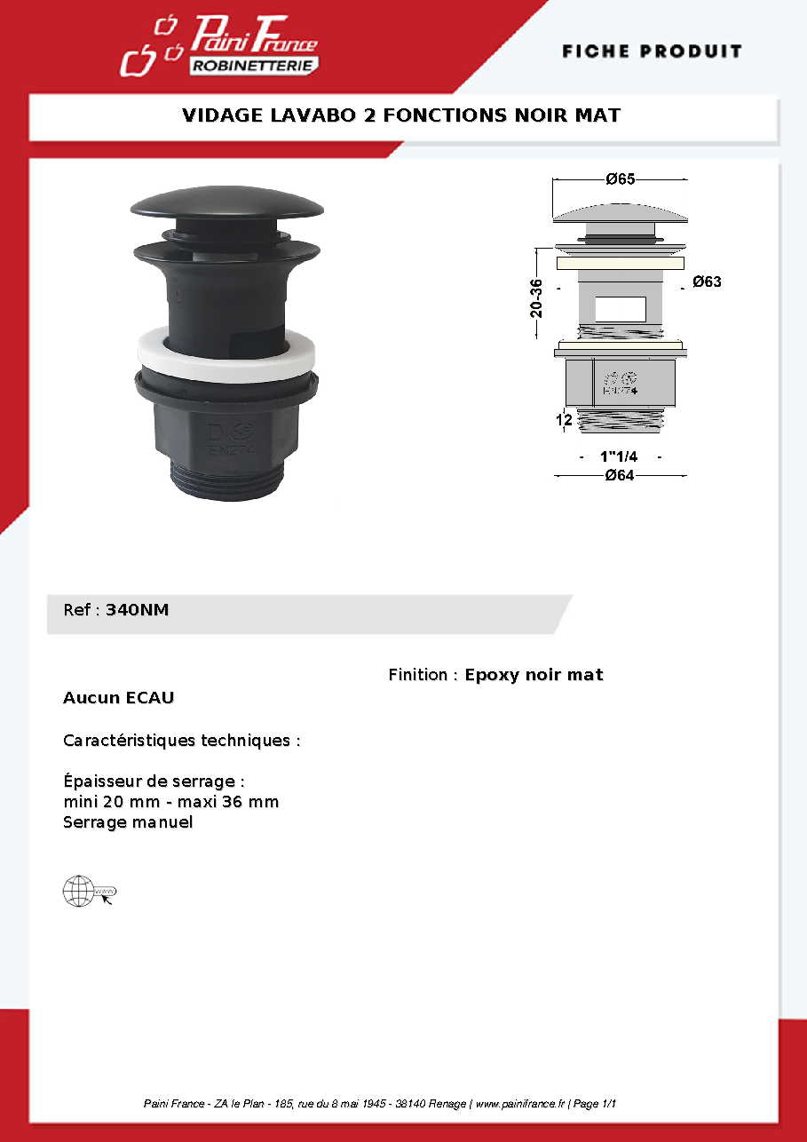 Fiche technique fournisseur