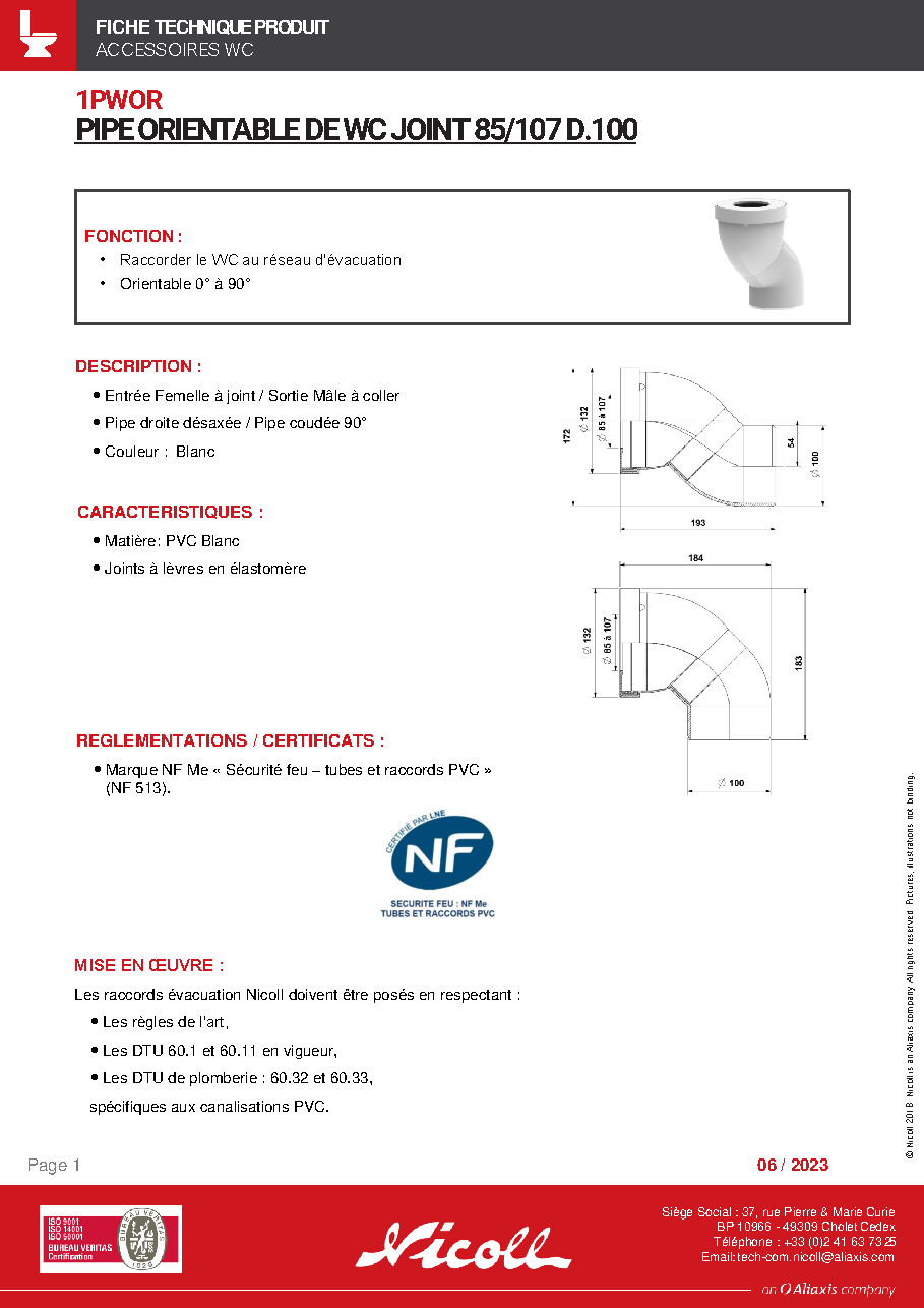 Fiche technique fournisseur