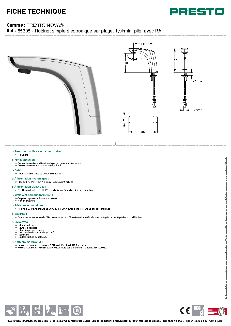 Fiche technique fournisseur