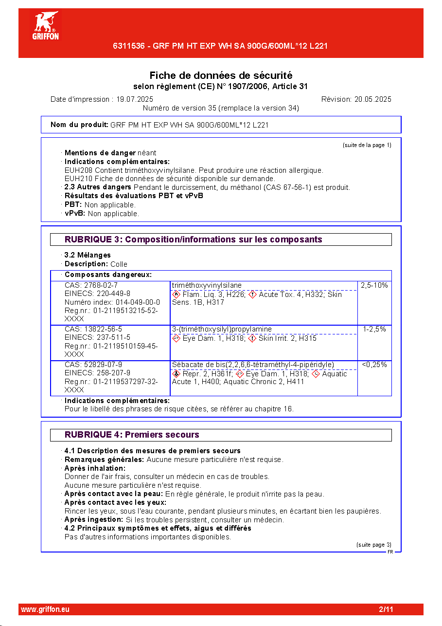Fiche technique fournisseur