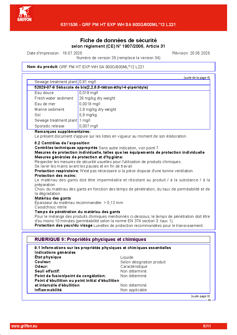 Fiche technique fournisseur