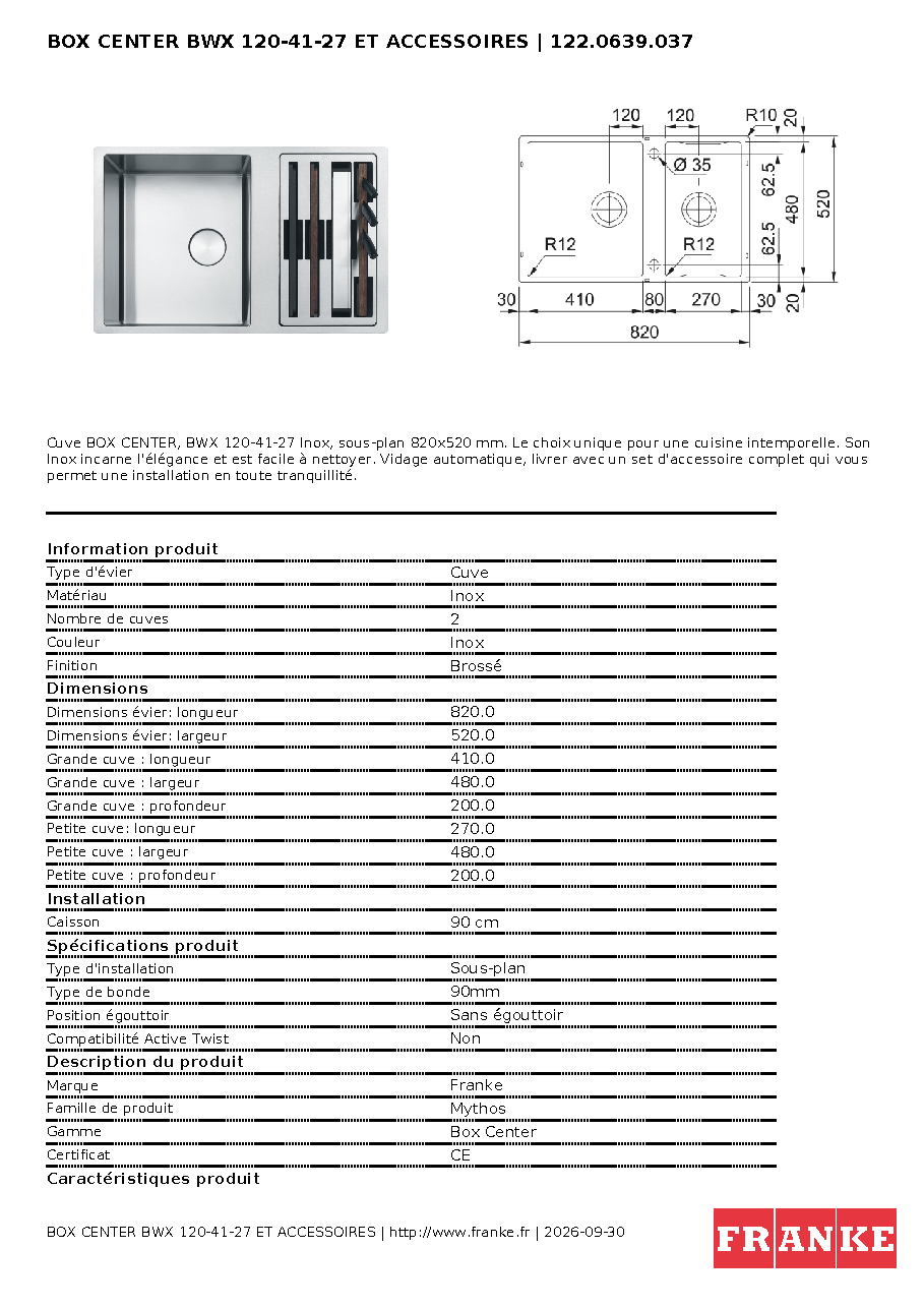 Fiche technique fournisseur