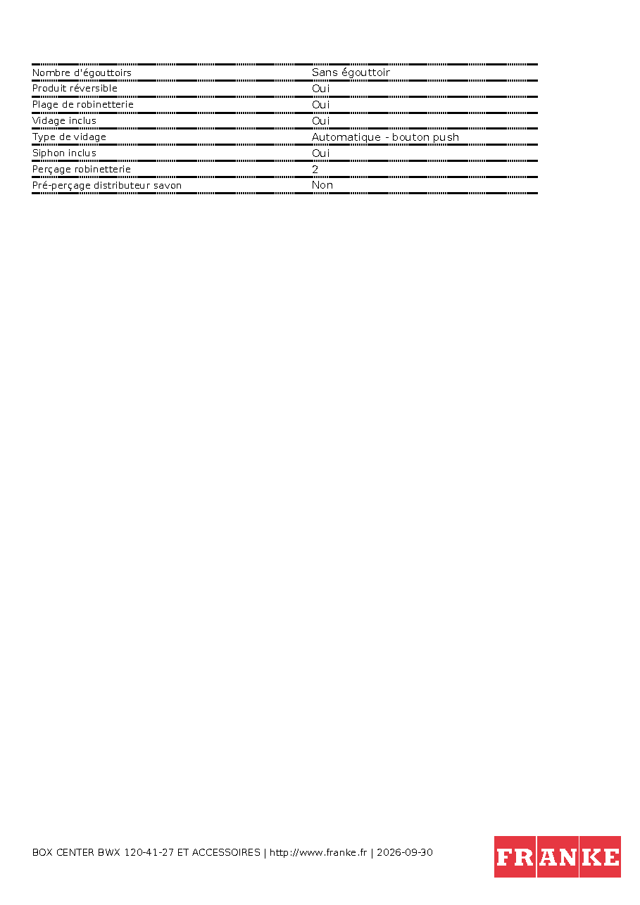 Fiche technique fournisseur