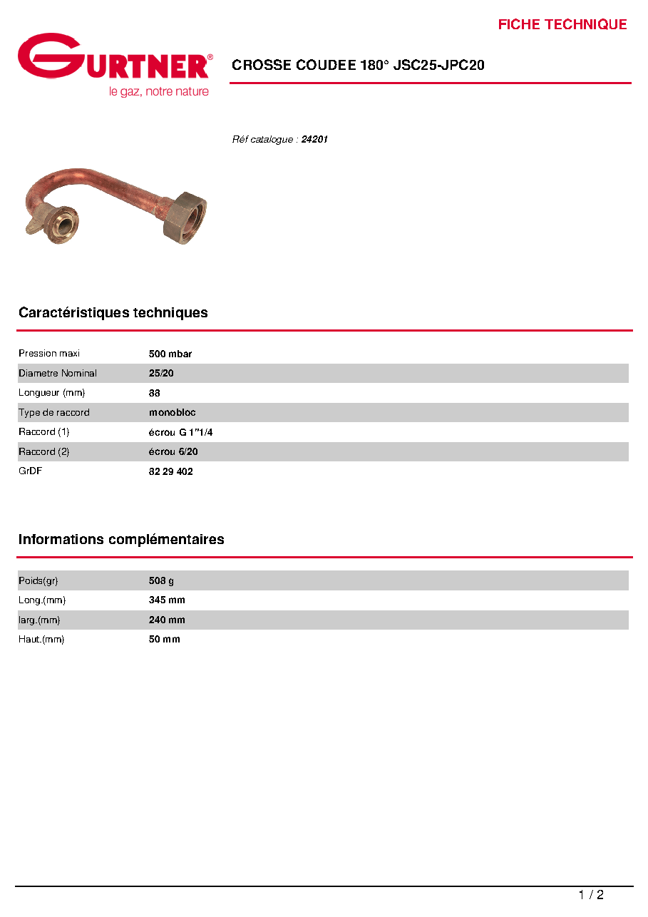 Fiche technique fournisseur