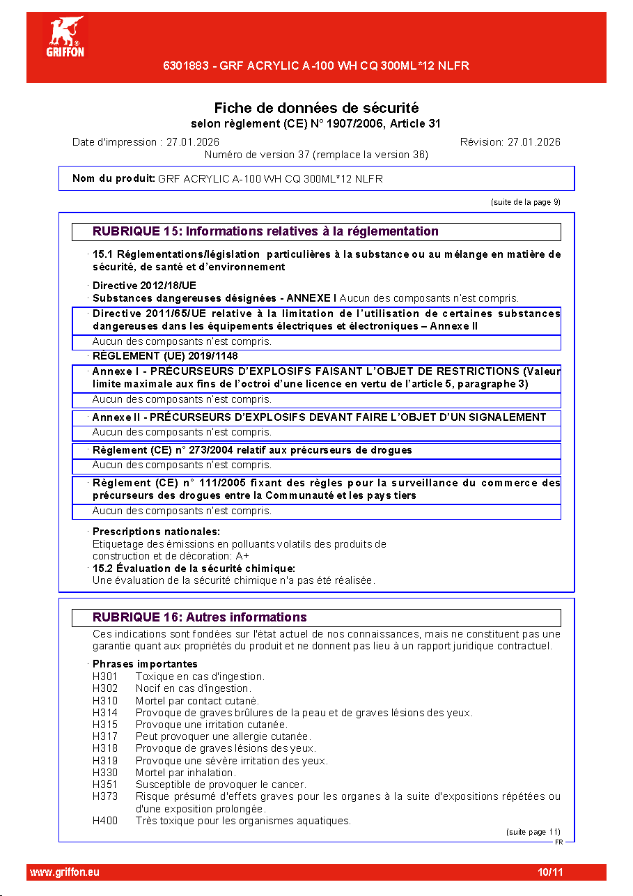 Fiche technique fournisseur