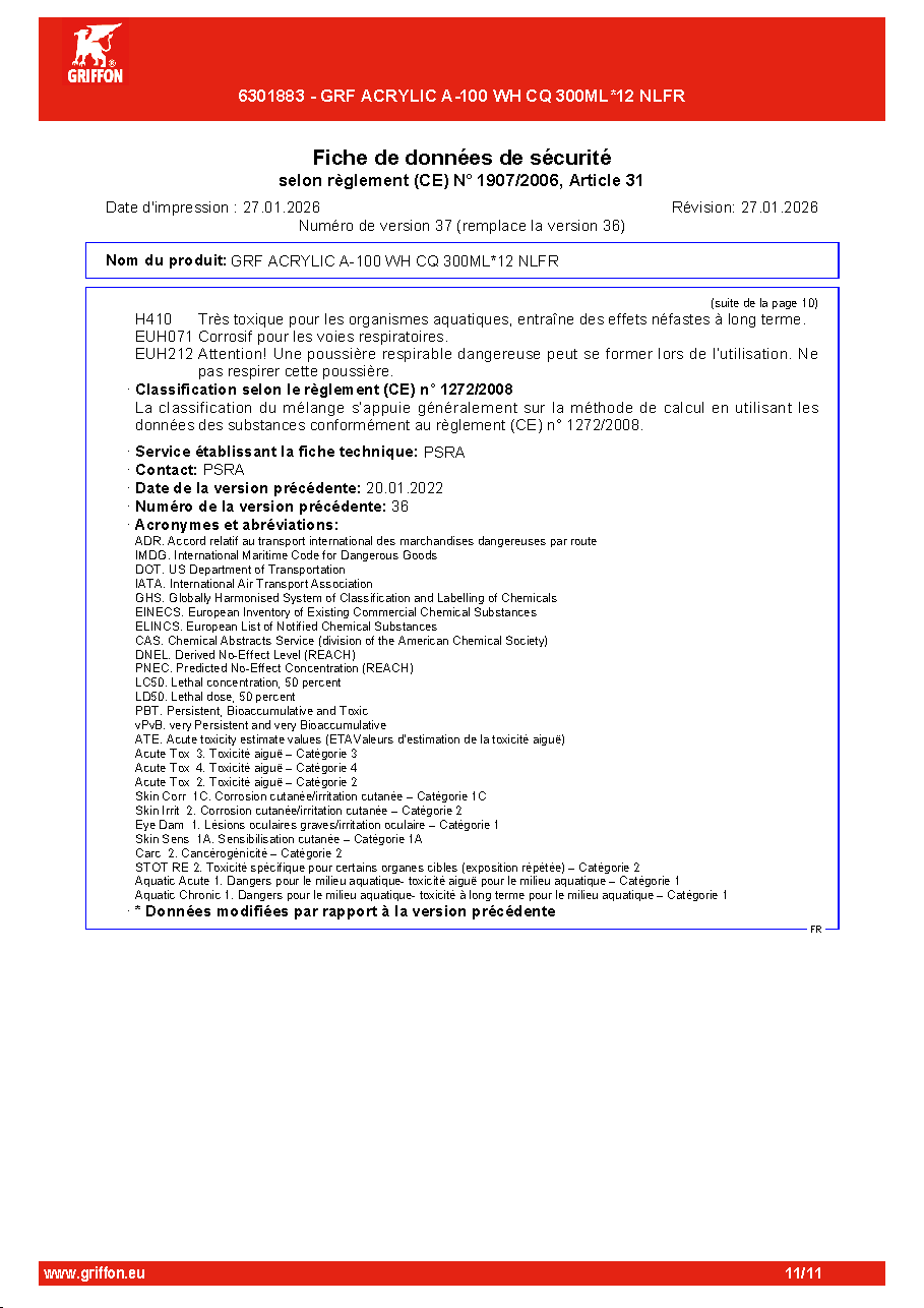 Fiche technique fournisseur