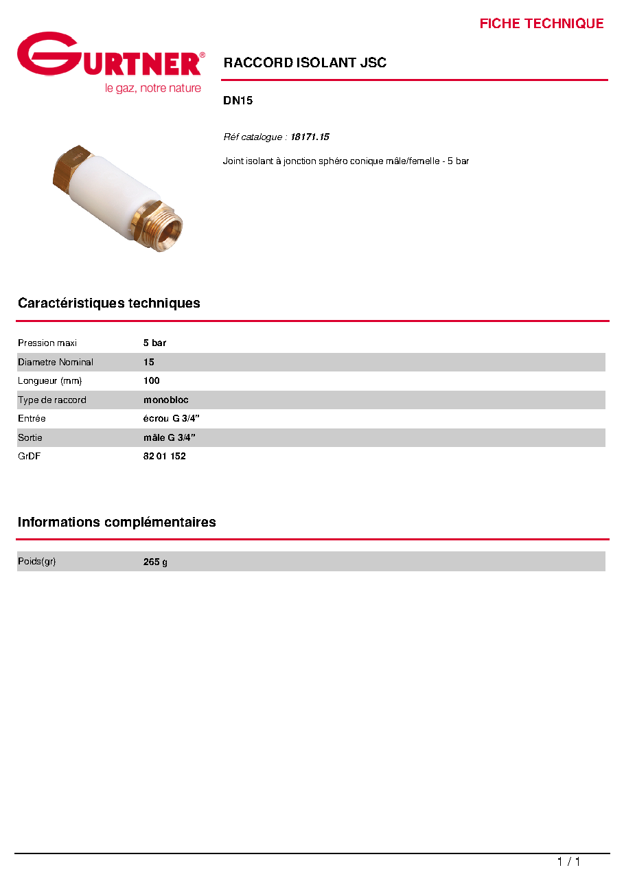 Fiche technique fournisseur