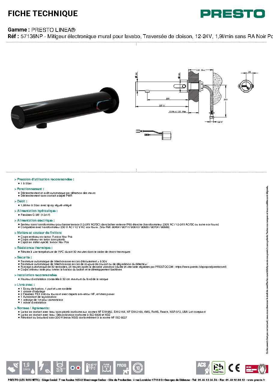 Fiche technique fournisseur