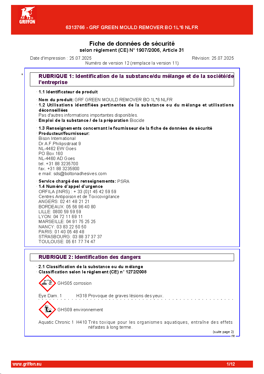 Fiche technique fournisseur