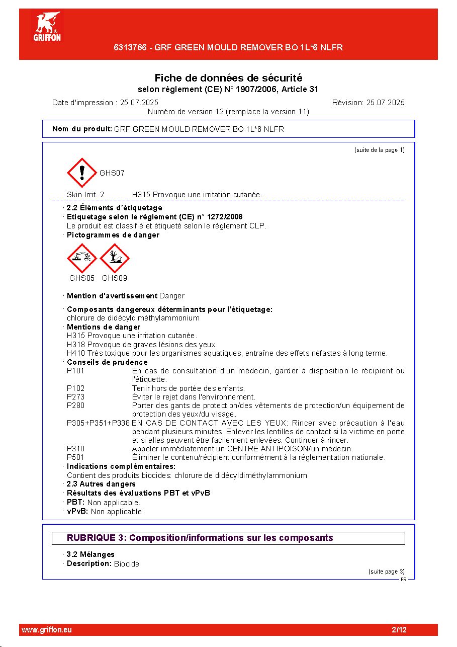 Fiche technique fournisseur